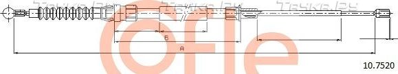 Трос ручника (тросик ручного тормоза) Cofle. Артикул 92.10.7520