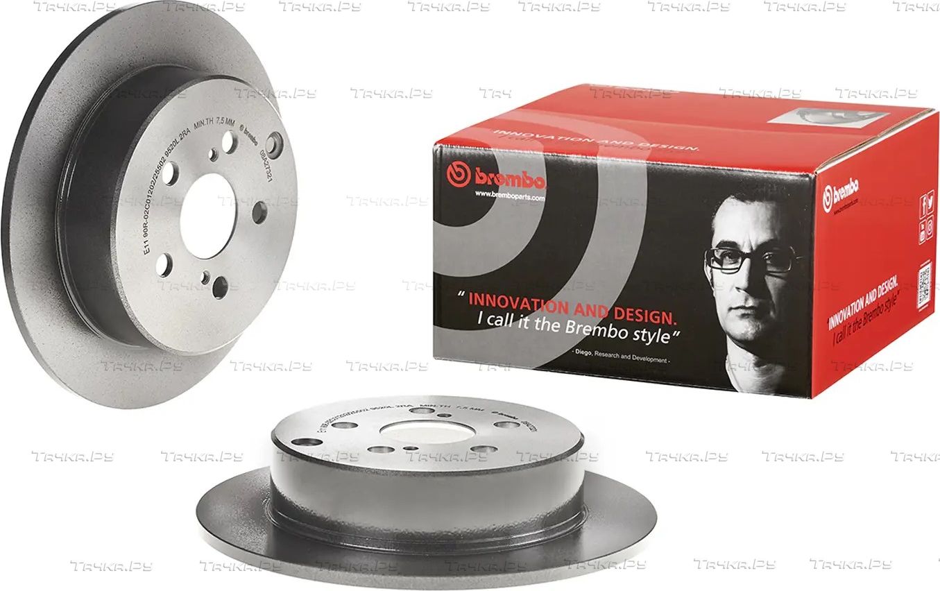 Тормозной диск Brembo UV Coated задний для Toyota Matrix I (E130) 2002-2007. Артикул 08.A273.21