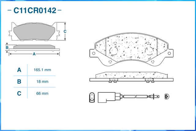 Колодки тормозные передние (Low Metallic) (Cworks). Артикул C11CR0142