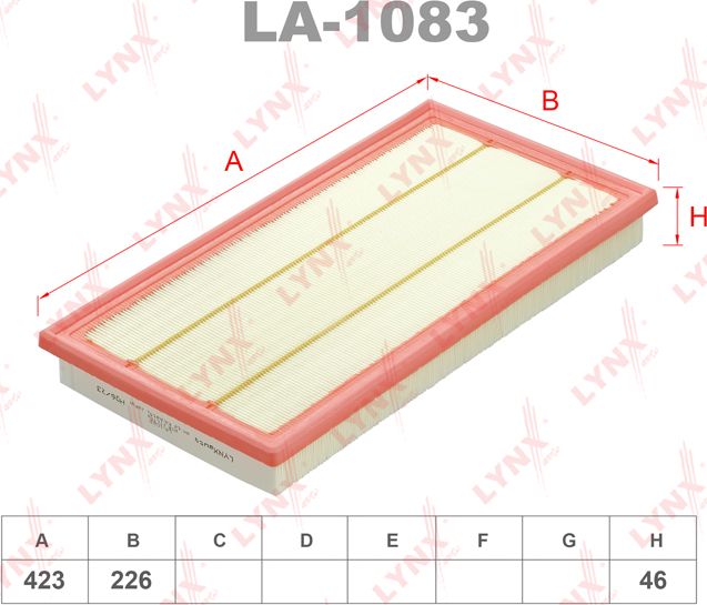 Воздушный фильтр LYNXauto. Артикул LA-1083