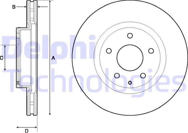 Тормозной диск Delphi передний для Mazda 3 III (BM) 2013-2018. Артикул BG4713C