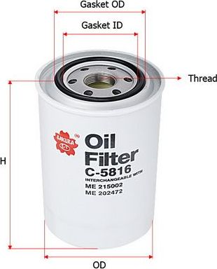 Масляный фильтр Sakura. Артикул C-5816