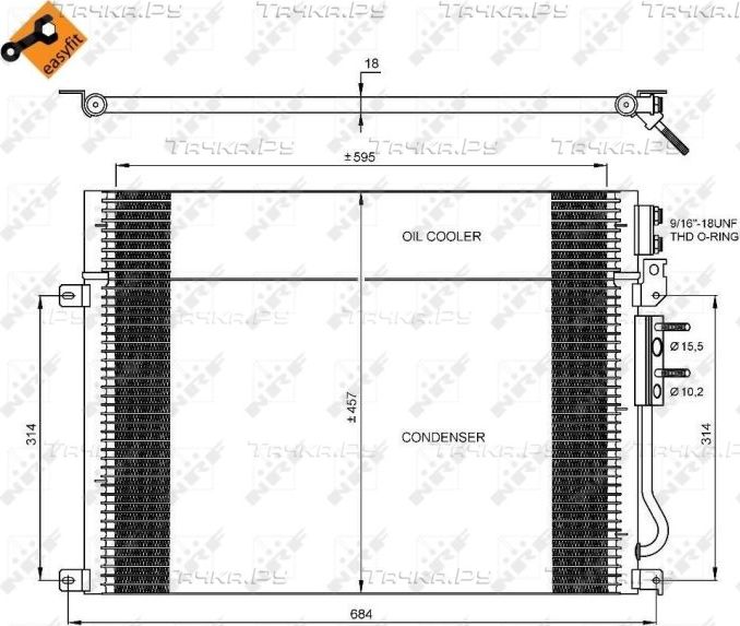 Радиатор кондиционера (конденсатор) NRF (алюминий). Артикул 35920