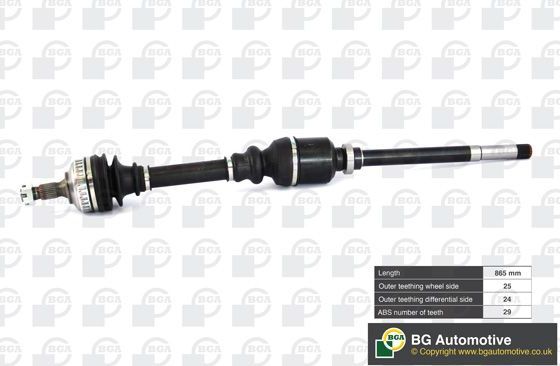 Полуось (привод в сборе, приводной вал) BGA передняя правая для Citroen Berlingo I 1996-2011. Артикул DS1409RA