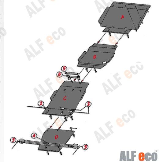 Защита Alfeco для радиатора, картера, КПП и РК Infiniti QX56 III 2010-2013. Артикул ALF.29.14+ALF.29.15