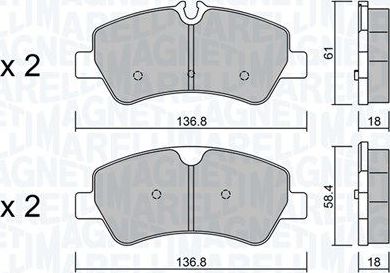 Тормозные колодки Magneti Marelli задние для Ford Transit Custom I 2012-2026. Артикул 363916060847