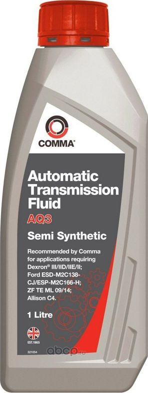 Масло трансмиссионное ATF COMMA 1л AQ3 AUTOMATIC TRANSMITION FLUID DEXRON III/II Comma. Артикул AQ31L