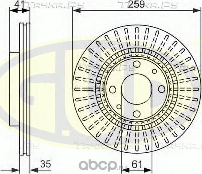 Тормозной диск G.U.D. передний для Dacia Sandero I 2008-2012. Артикул GDB121106