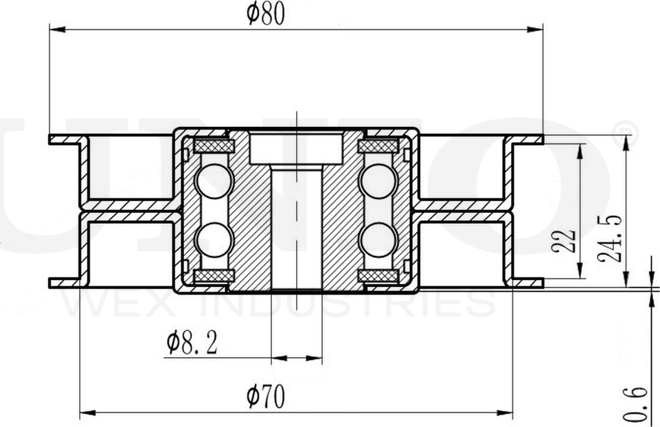Ролик поликлинового ремня направляющий (Unio). Артикул TNS-10092