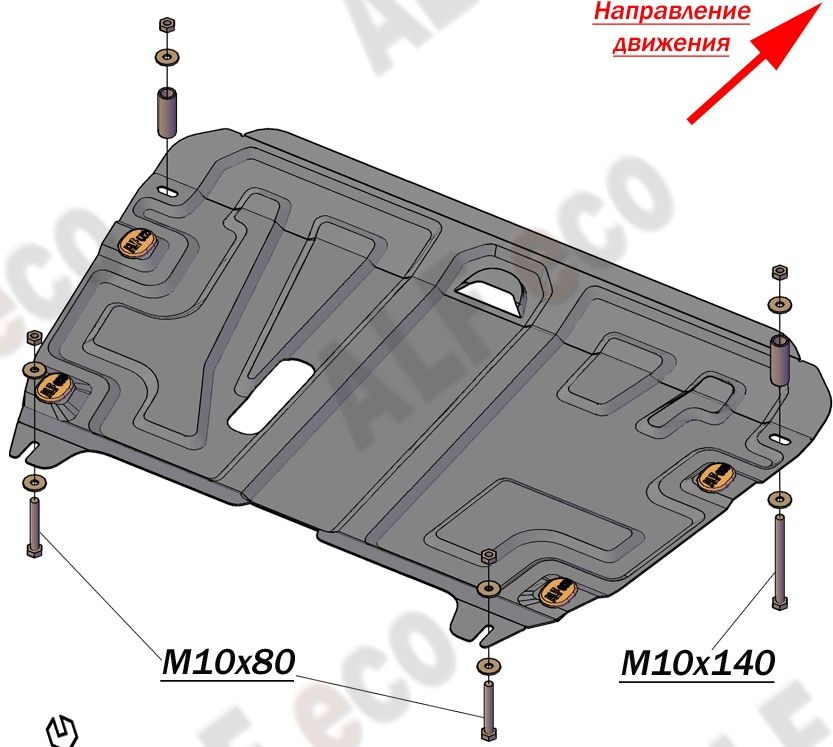 Защита алюминиевая Alfeco для картера и КПП Toyota Camry 50, 55 (V50, V55, XV50, XV55) XV50 2011-2018. Артикул ALF.24.60al