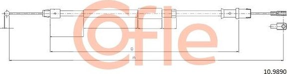 Трос ручника (тросик ручного тормоза) Cofle. Артикул 10.9890