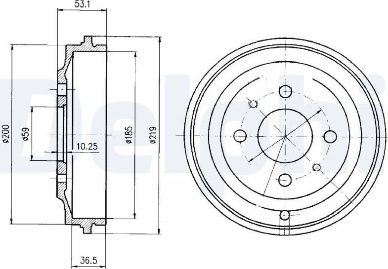 Тормозной барабан Delphi. Артикул BF389