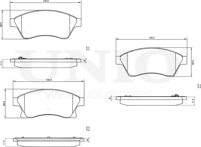 Колодки тормозные дисковые, комплект (Unio). Артикул BRP-20143