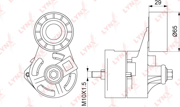 Натяжной ролик (натяжитель) приводного клинового зубчатого ремня LYNXauto. Артикул PT-3255