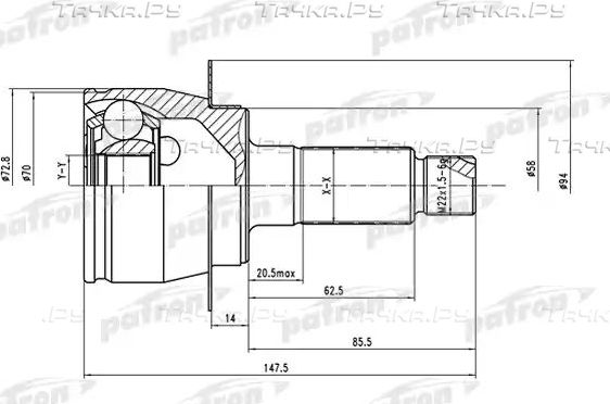 Шрус наружный (граната) Patron. Артикул PCV1558