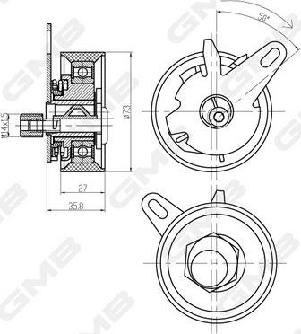 Натяжной ролик (натяжитель) ремня ГРМ GMB для Skoda Superb I 2001-2008. Артикул GTB0700