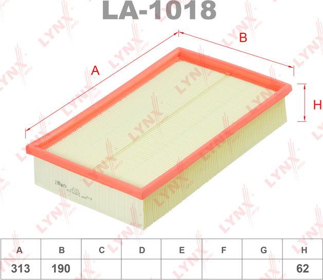 Воздушный фильтр LYNXauto. Артикул LA-1018