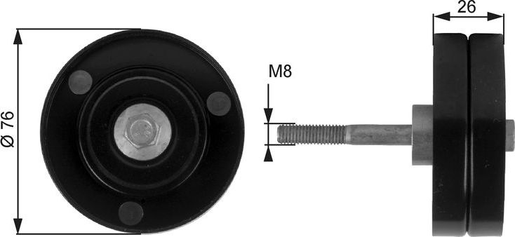 Направляющий (ведущий) ролик приводного поликлинового ремня Gates (Металл). Артикул T36184