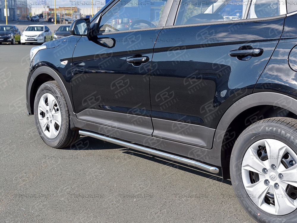 Защита порогов RusStal труба d42 секции для Hyundai Creta I 2016-2021 (Вариант 1). Артикул HCRT-002426