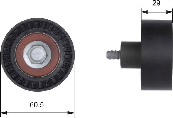 Направляющий (ведущий) ролик ремня ГРМ Gates (полимерный материал). Артикул T41233