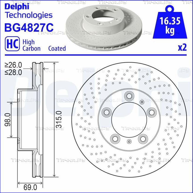 Тормозной диск Delphi. Артикул BG4827C