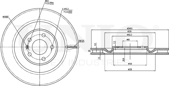Диск тормозной (Unio). Артикул BRD-20572