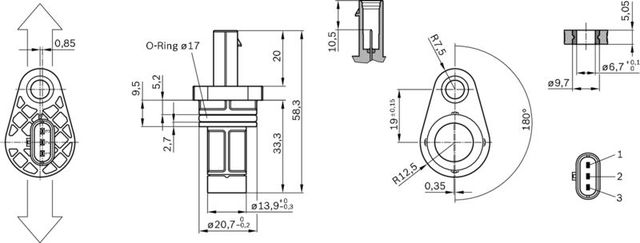 Датчик положения коленвала Bosch. Артикул 0 261 210 329