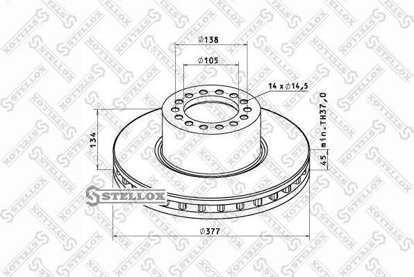 Тормозной диск Stellox передний для Mercedes-Benz Atego 2 2004-2013. Артикул 85-00727-SX
