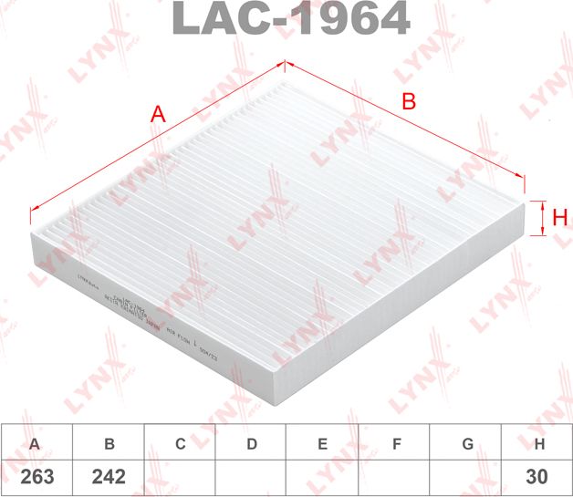 Салонный фильтр LYNXauto для Dodge Durango III 2011-2026. Артикул LAC-1964