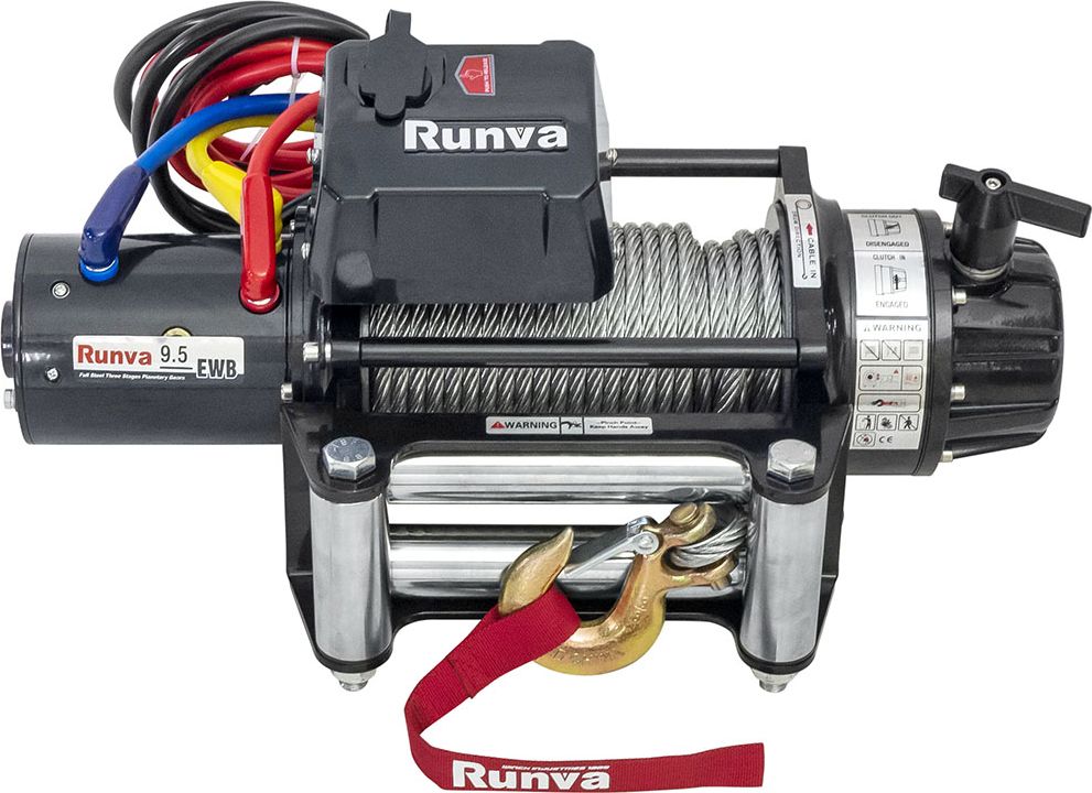 Лебёдка электрическая 24V Runva 9500 lbs 4350 кг (синтетический трос). Артикул EWB9500S24V