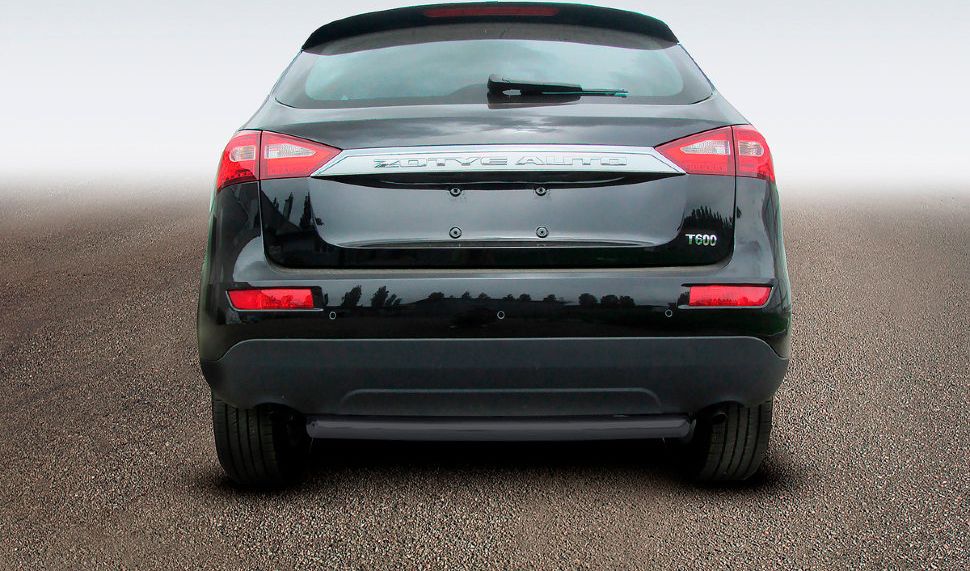 Защита Slitkoff заднего бампера d57 радиусная для Zotye T600 2015-2026 Черная. Артикул ZOT-006В