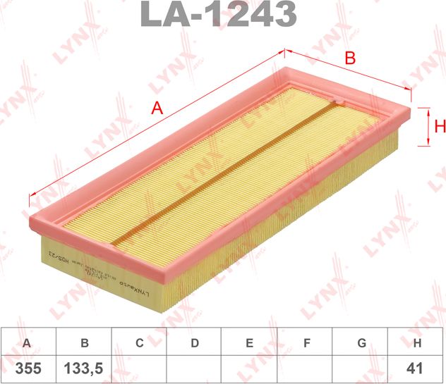 Воздушный фильтр LYNXauto. Артикул LA-1243