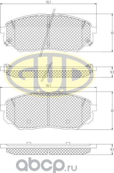 КОЛОДКИ ТОРМ ПЕРЕДН KIA SORENTO III 15 (G.u.d). Артикул GBP166102