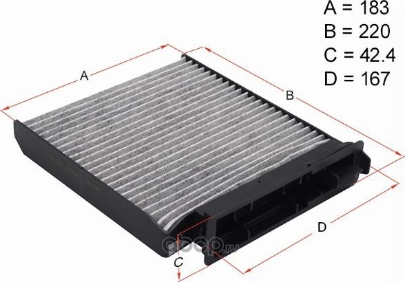 Фильтр салона NISSAN MICRA 02-10/NOTE 06-13/NV200 09- LHD угольный (Hosu). Артикул HSCF0036