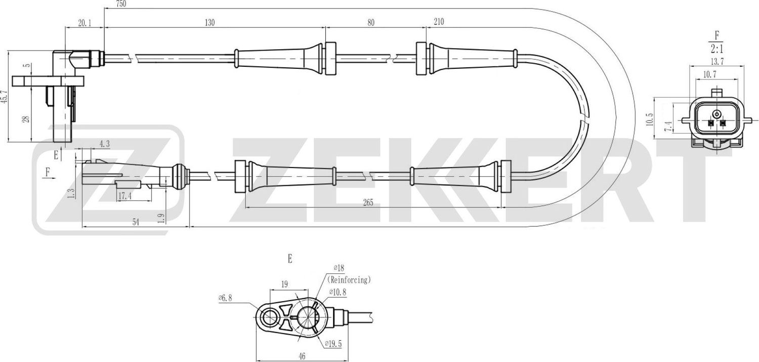 Датчик ABS Zekkert. Артикул SE-6201