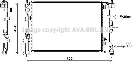 Радиатор охлаждения двигателя AVA для Chevrolet Tracker III (Trax) 2012-2026. Артикул OLA2666