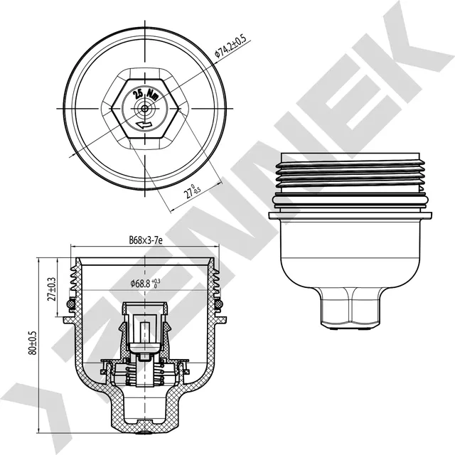 Крышка корпуса масляного фильтра BMW X4,X5,X6 F16,G05,G02, F98 18 (Zennek). Артикул DOC0031