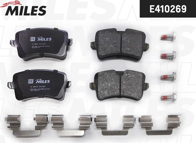 Тормозные колодки Miles (Low-Metallic) задние для Audi S5 I (8T) 2011-2017. Артикул E410269