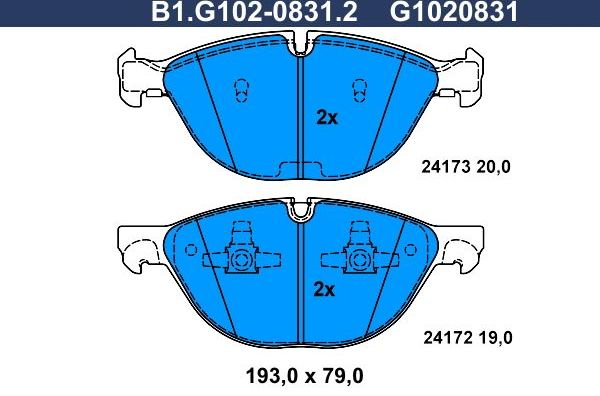 Тормозные колодки Galfer. Артикул B1.G102-0831.2