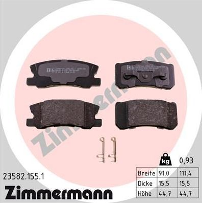 Тормозные колодки Zimmermann задние для Mitsubishi Pajero IV 2006-2026. Артикул 23582.155.1