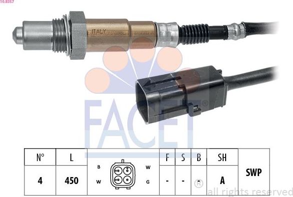 Лямбда-зонд (кислородный датчик) Facet Made in Italy - OE Equivalent. Артикул 10.8357