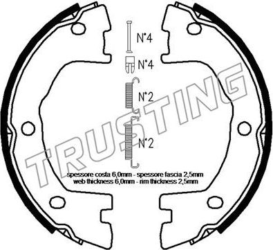 Тормозные колодки (стояночная тормозная система) Trusting. Артикул 034.120K