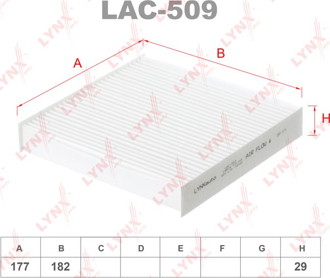 Салонный фильтр LYNXauto. Артикул LAC-509