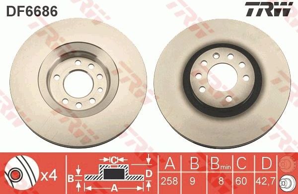 Тормозной диск TRW. Артикул DF6686