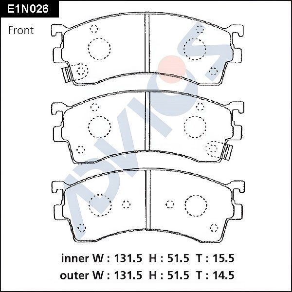 Тормозные колодки Advics передние для Mazda Premacy I (CP) 1999-2005. Артикул E1N026
