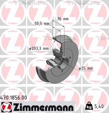 Тормозной барабан Zimmermann задний для Renault Twingo II 2007-2014. Артикул 470.1856.00