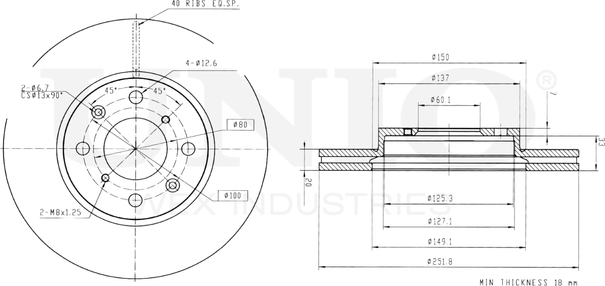Диск тормозной (Unio). Артикул BRD-20368