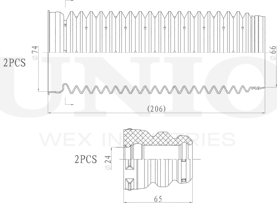 Отбойник и пыльник амортизатора, комплект (Unio). Артикул DUC-50039