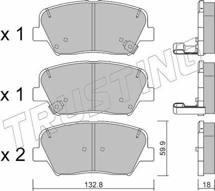 Тормозные колодки Trusting передние для Kia Carens III (RP) 2013-2026. Артикул 1050.0