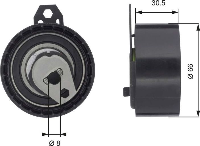 Натяжной ролик (натяжитель) ремня ГРМ Gates PowerGrip®. Артикул T43034